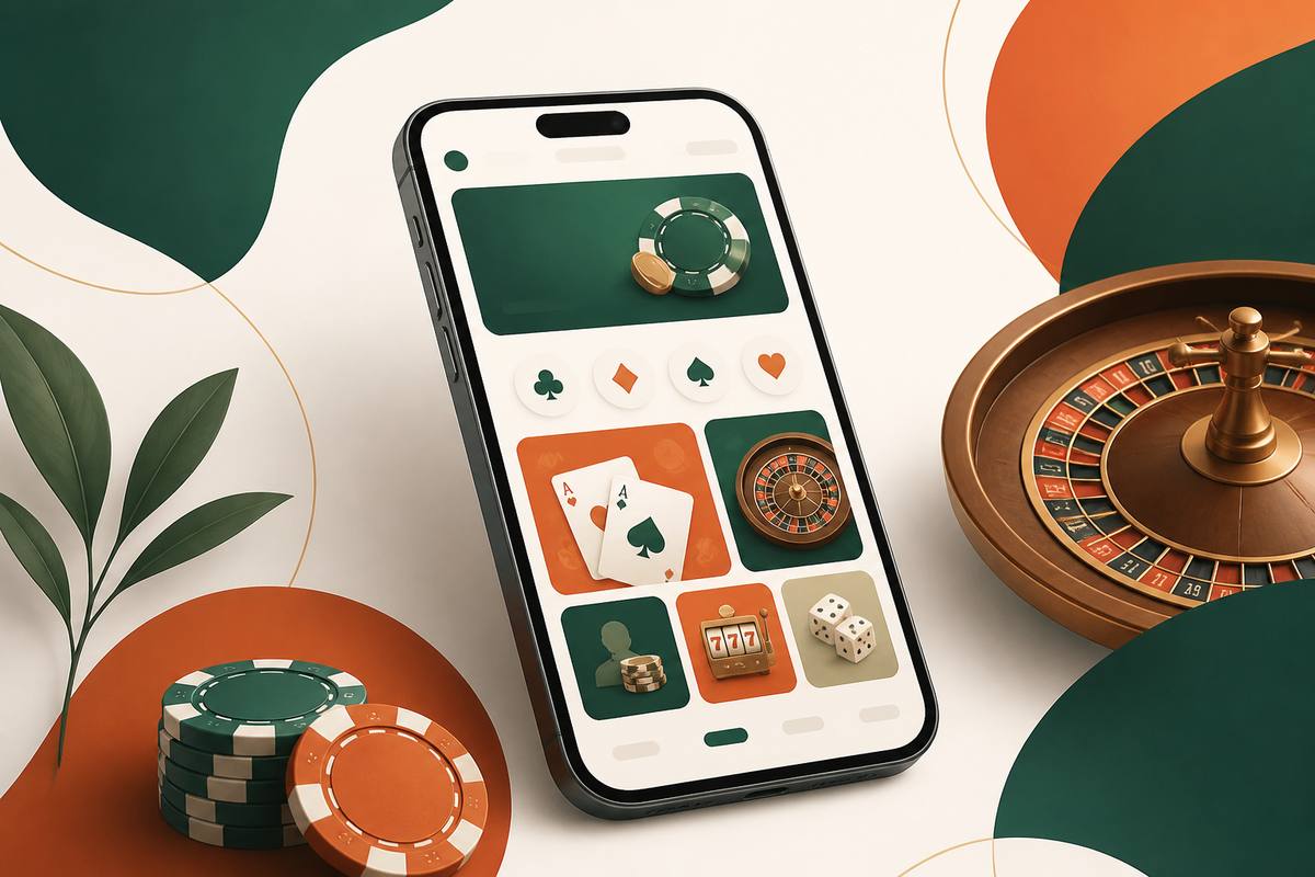 Smartphone showing a generic casino app interface
